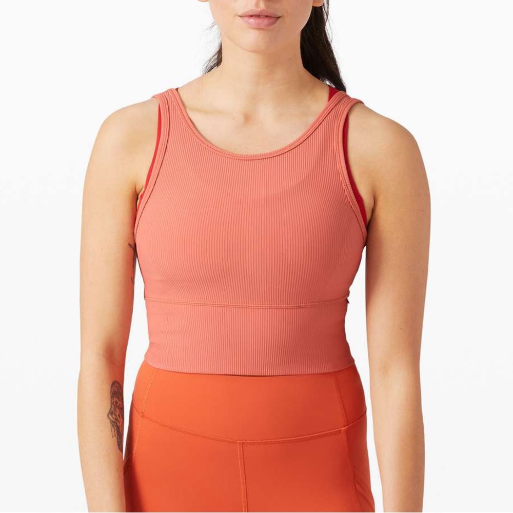 Lululemon Power Pivot Tank *Ribbed in Rustic Coral